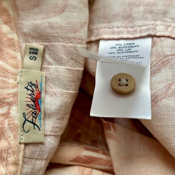 Faherty Linen Gemina Shift Dress Blue Blush Pink Palm Print Short Sleeve Size S - Picture 15 of 16